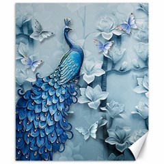 Chinese Style 3d Embossed Blue Peacock Oil Painting Canvas 8  X 10  by Grandong