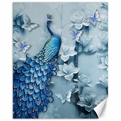 Chinese Style 3d Embossed Blue Peacock Oil Painting Canvas 16  X 20  by Grandong