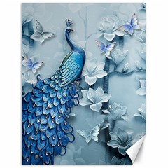 Chinese Style 3d Embossed Blue Peacock Oil Painting Canvas 18  X 24  by Grandong