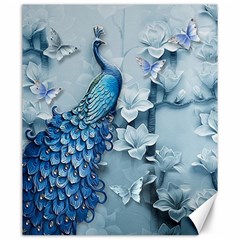 Chinese Style 3d Embossed Blue Peacock Oil Painting Canvas 20  X 24  by Grandong