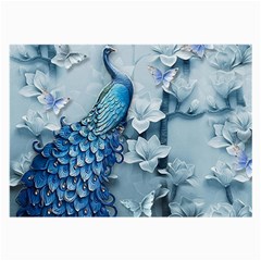 Chinese Style 3d Embossed Blue Peacock Oil Painting Large Glasses Cloth (2 Sides) by Grandong