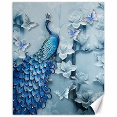 Chinese Style 3d Embossed Blue Peacock Oil Painting Canvas 11  X 14  by Grandong