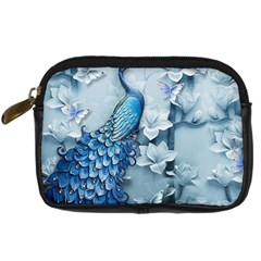 Chinese Style 3d Embossed Blue Peacock Oil Painting Digital Camera Leather Case by Grandong