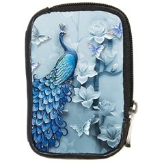 Chinese Style 3d Embossed Blue Peacock Oil Painting Compact Camera Leather Case by Grandong