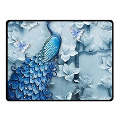 Chinese Style 3d Embossed Blue Peacock Oil Painting Fleece Blanket (small) by Grandong