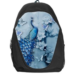 Chinese Style 3d Embossed Blue Peacock Oil Painting Backpack Bag by Grandong