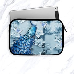 Chinese Style 3d Embossed Blue Peacock Oil Painting Apple Ipad Mini Zipper Cases by Grandong