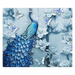 Chinese Style 3d Embossed Blue Peacock Oil Painting Two Sides Premium Plush Fleece Blanket (small) by Grandong