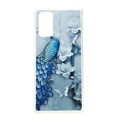 Chinese Style 3d Embossed Blue Peacock Oil Painting Samsung Galaxy Note 20 Tpu Uv Case by Grandong