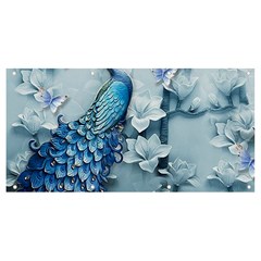 Chinese Style 3d Embossed Blue Peacock Oil Painting Banner And Sign 8  X 4  by Grandong