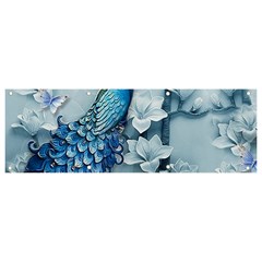 Chinese Style 3d Embossed Blue Peacock Oil Painting Banner And Sign 9  X 3  by Grandong