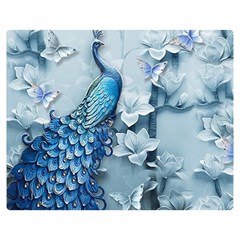 Chinese Style 3d Embossed Blue Peacock Oil Painting Premium Plush Fleece Blanket (medium) by Grandong