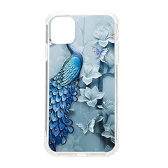 Chinese Style 3d Embossed Blue Peacock Oil Painting Iphone 11 Tpu Uv Print Case by Grandong