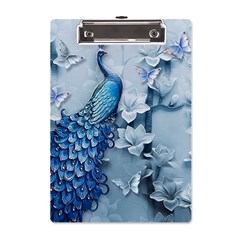 Chinese Style 3d Embossed Blue Peacock Oil Painting A5 Acrylic Clipboard by Grandong