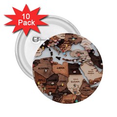 3d Vintage World Map 2 25  Buttons (10 Pack)  by Grandong