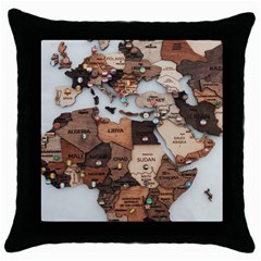 3d Vintage World Map Throw Pillow Case (black) by Grandong