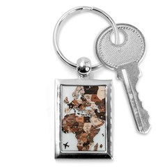 3d Vintage World Map Key Chain (rectangle) by Grandong