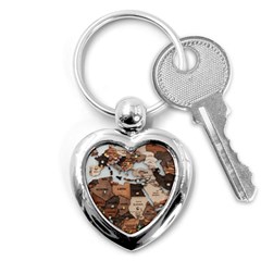 3d Vintage World Map Key Chain (heart) by Grandong