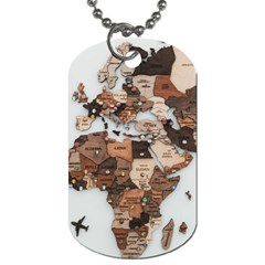 3d Vintage World Map Dog Tag (one Side) by Grandong