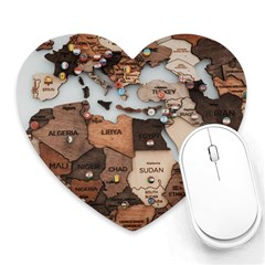 3d Vintage World Map Heart Mousepad by Grandong