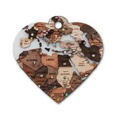 3d Vintage World Map Dog Tag Heart (one Side) by Grandong