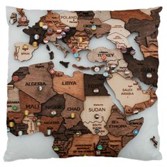 3d Vintage World Map Large Cushion Case (one Side) by Grandong