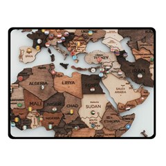 3d Vintage World Map Two Sides Fleece Blanket (small) by Grandong