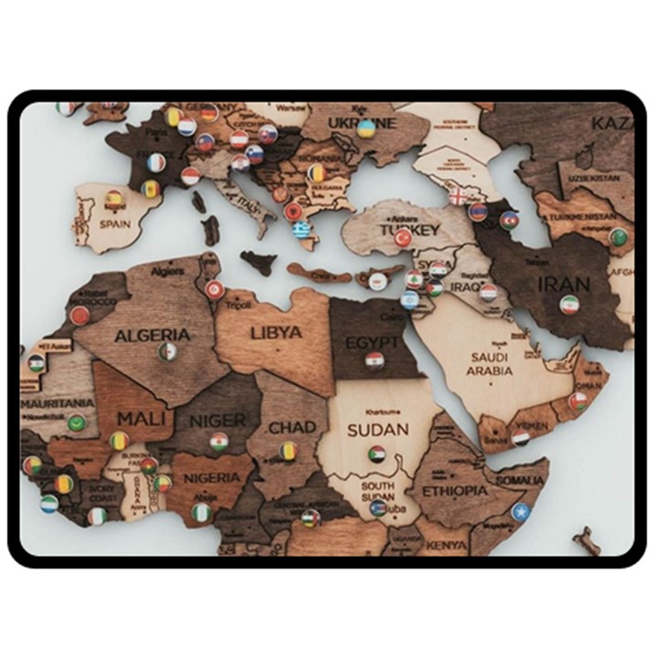 3d Vintage World Map Two Sides Fleece Blanket (Large)