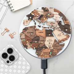 3d Vintage World Map Wireless Fast Charger(white) by Grandong