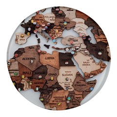 3d Vintage World Map Round Glass Fridge Magnet (4 Pack)