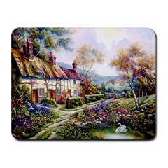 Colorful Cottage River Colorful House Landscape Garden Beautiful Painting Small Mousepad by Grandong