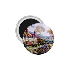 Colorful Cottage River Colorful House Landscape Garden Beautiful Painting 1 75  Magnets by Grandong