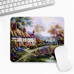 Colorful Cottage River Colorful House Landscape Garden Beautiful Painting Large Mousepad by Grandong