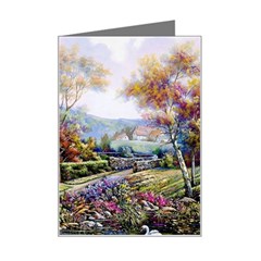 Colorful Cottage River Colorful House Landscape Garden Beautiful Painting Mini Greeting Card by Grandong