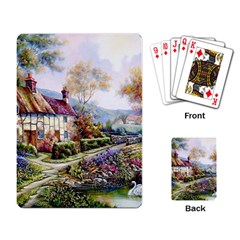 Colorful Cottage River Colorful House Landscape Garden Beautiful Painting Playing Cards Single Design (rectangle) by Grandong