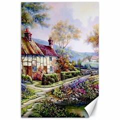 Colorful Cottage River Colorful House Landscape Garden Beautiful Painting Canvas 24  X 36  by Grandong