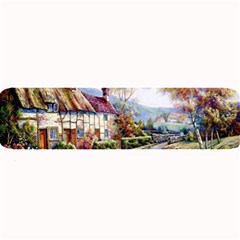 Colorful Cottage River Colorful House Landscape Garden Beautiful Painting Large Bar Mat by Grandong