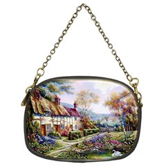 Colorful Cottage River Colorful House Landscape Garden Beautiful Painting Chain Purse (two Sides) by Grandong