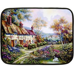 Colorful Cottage River Colorful House Landscape Garden Beautiful Painting Fleece Blanket (mini) by Grandong