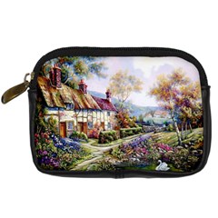 Colorful Cottage River Colorful House Landscape Garden Beautiful Painting Digital Camera Leather Case by Grandong