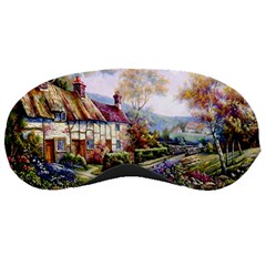 Colorful Cottage River Colorful House Landscape Garden Beautiful Painting Sleep Mask by Grandong