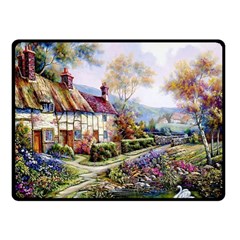 Colorful Cottage River Colorful House Landscape Garden Beautiful Painting Fleece Blanket (small) by Grandong