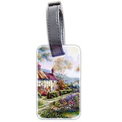 Colorful Cottage River Colorful House Landscape Garden Beautiful Painting Luggage Tag (two Sides) by Grandong