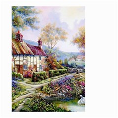 Colorful Cottage River Colorful House Landscape Garden Beautiful Painting Small Garden Flag (two Sides) by Grandong