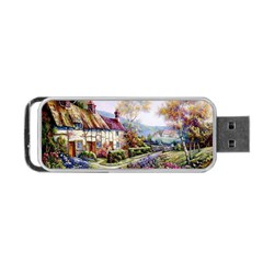 Colorful Cottage River Colorful House Landscape Garden Beautiful Painting Portable Usb Flash (two Sides) by Grandong