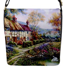 Colorful Cottage River Colorful House Landscape Garden Beautiful Painting Flap Closure Messenger Bag (s) by Grandong