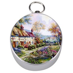 Colorful Cottage River Colorful House Landscape Garden Beautiful Painting Silver Compasses by Grandong