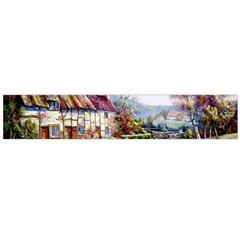 Colorful Cottage River Colorful House Landscape Garden Beautiful Painting Large Premium Plush Fleece Scarf  by Grandong