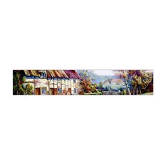 Colorful Cottage River Colorful House Landscape Garden Beautiful Painting Premium Plush Fleece Scarf (mini) by Grandong