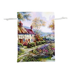 Colorful Cottage River Colorful House Landscape Garden Beautiful Painting Lightweight Drawstring Pouch (l) by Grandong